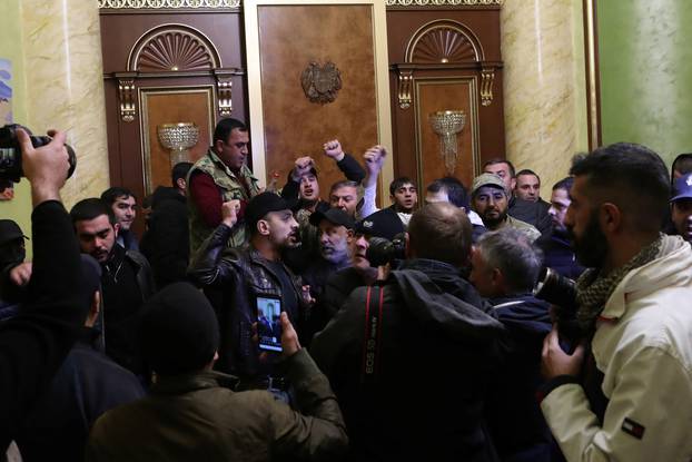 People storm the government house in Yerevan