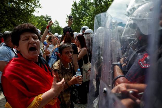 Protest against a planned luxury resort backed by a company linked to Jared Kushner, the son-in-law of U.S. President Trump, in Tirana