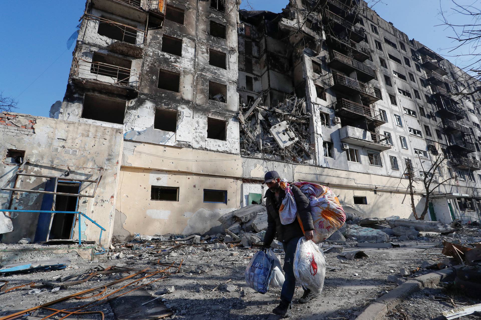 A view shows the besieged city of Mariupol