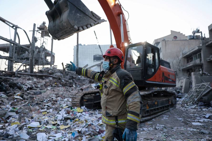 Aftermath of an Israeli and the U.S. strike on a police station in Tehran