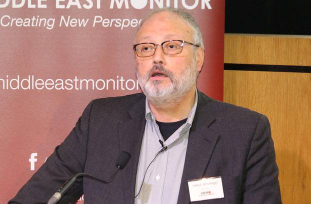 FILE PHOTO: Saudi dissident Jamal Khashoggi speaks at an event hosted by Middle East Monitor in London