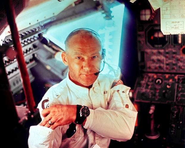 FILE PHOTO: NASA file image shows U.S. astronaut Edwin "Buzz" Aldrin on Apollo 11 lunar module