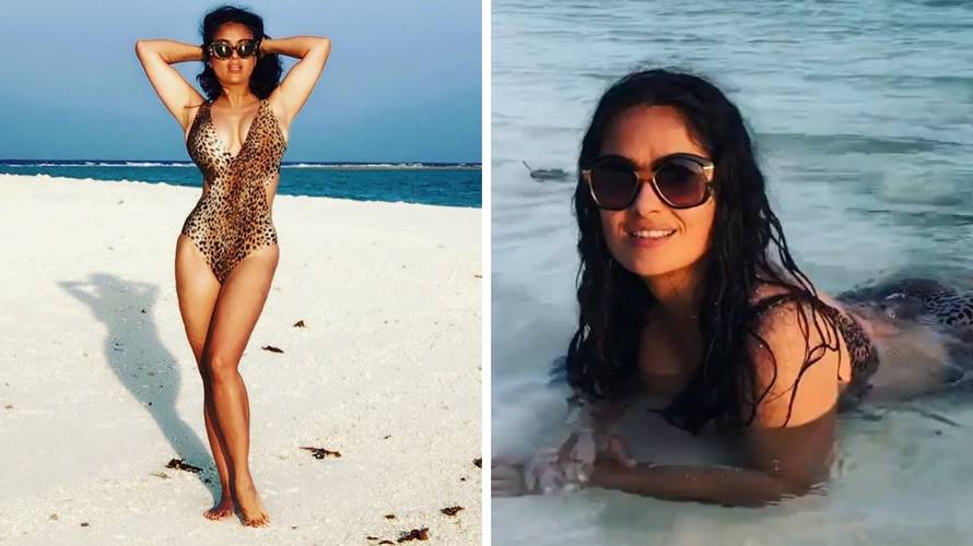 Salma odjenula 'leopard' badić pa ukrala svu pažnju na plaži