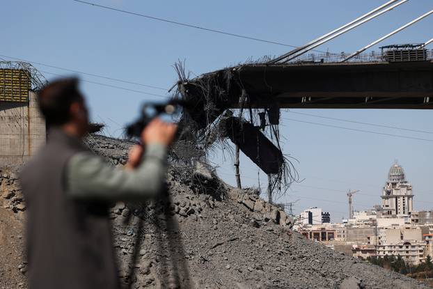 The B1 bridge damaged by a strike, as the U.S.-Israeli conflict with Iran continues, in Karaj