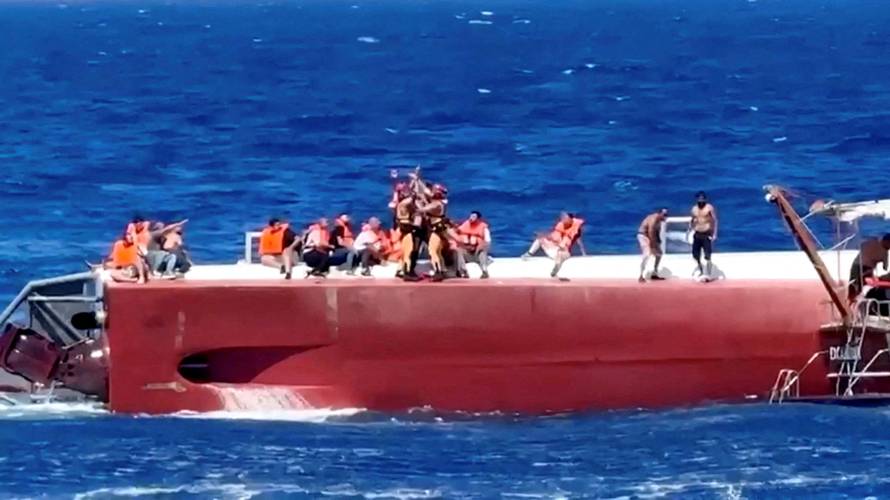 A passenger is rescued off a private ferry that capsized off the coast of Northern Cyprus
