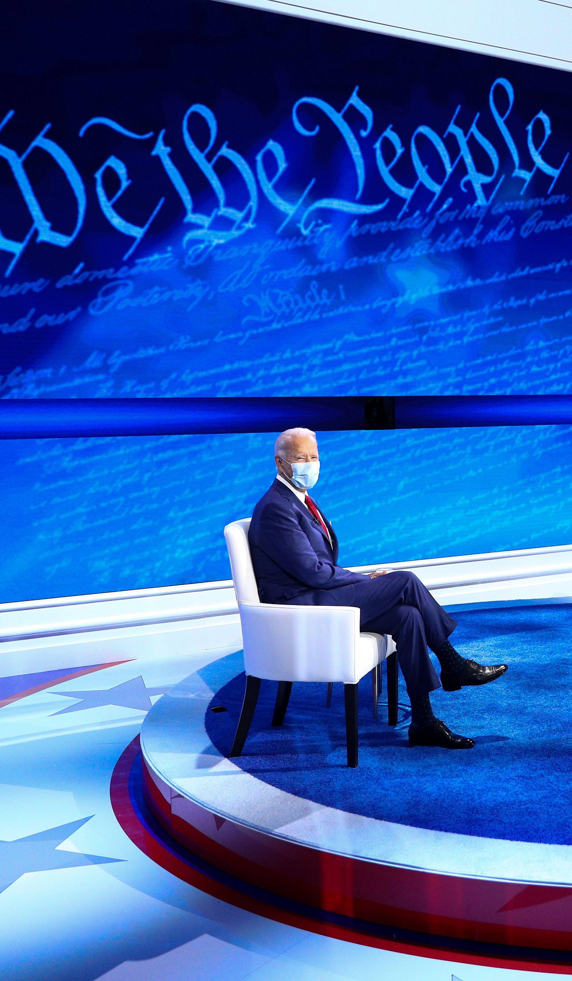 U.S. Democratic presidential candidate Joe Biden participates in an ABC Town Hall event at the National Constitution Center in Philadelphia