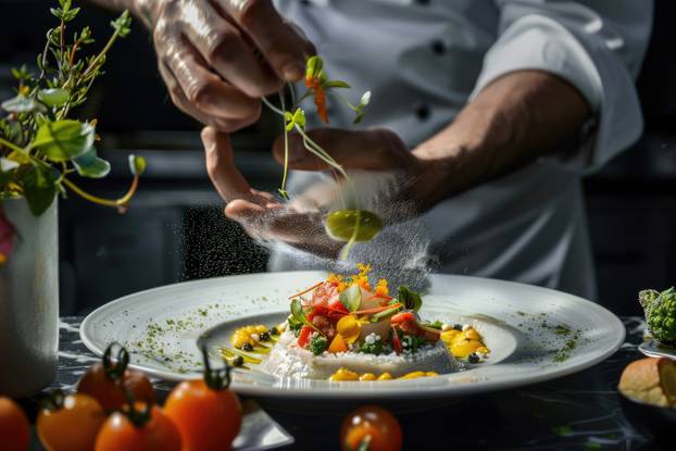 Harmonious scenes of culinary collaboration, highlighting the joy of savoring tasty dishes