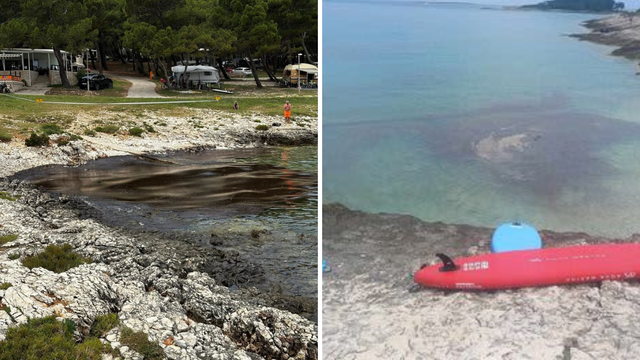 FOTO Velika naftna mrlja kod Premanture, postavili su brane: 'Onečišćenje je došlo s mora'