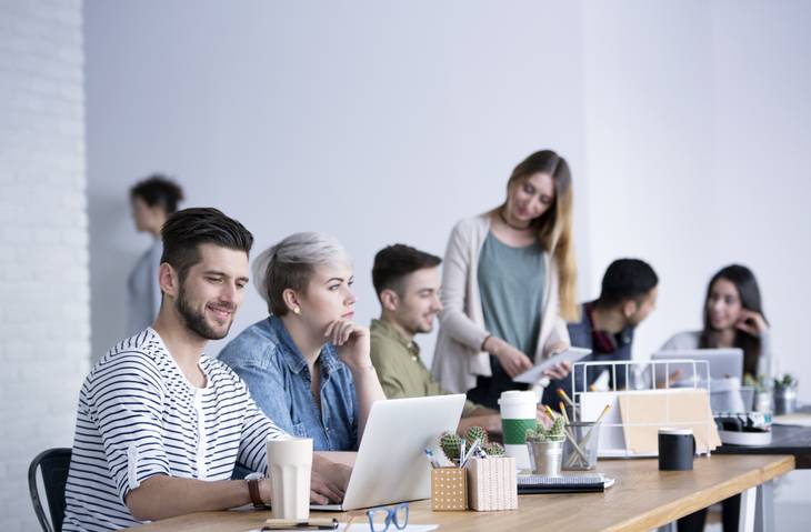 People in open space office