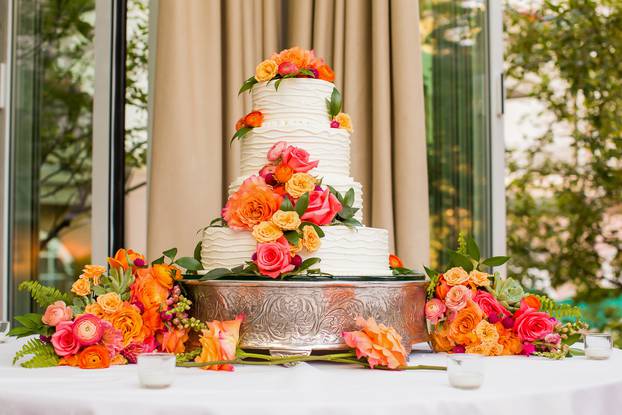 Wedding Cake decorated with flowers