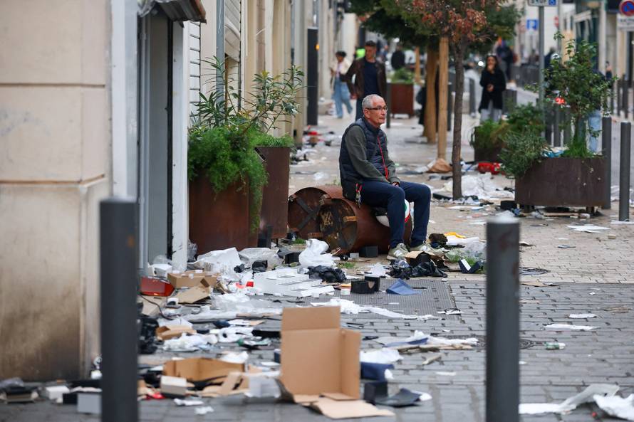 Aftermath of clashes during a national day of protests against the cost of living and rising fuel prices, in Marseille