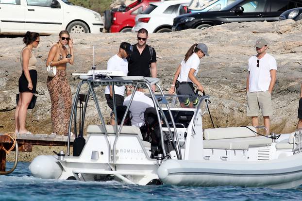 *PREMIUM-EXCLUSIVE* MUST CALL FOR PRICING BEFORE USAGE  - The American Actors Leonardo Di Caprio and Tobey Maguire with their celebrity friends, Edward Enninful, Riccardo Tisci and Love Island beauty Arabella Chi  soak up the sunshine on board their super