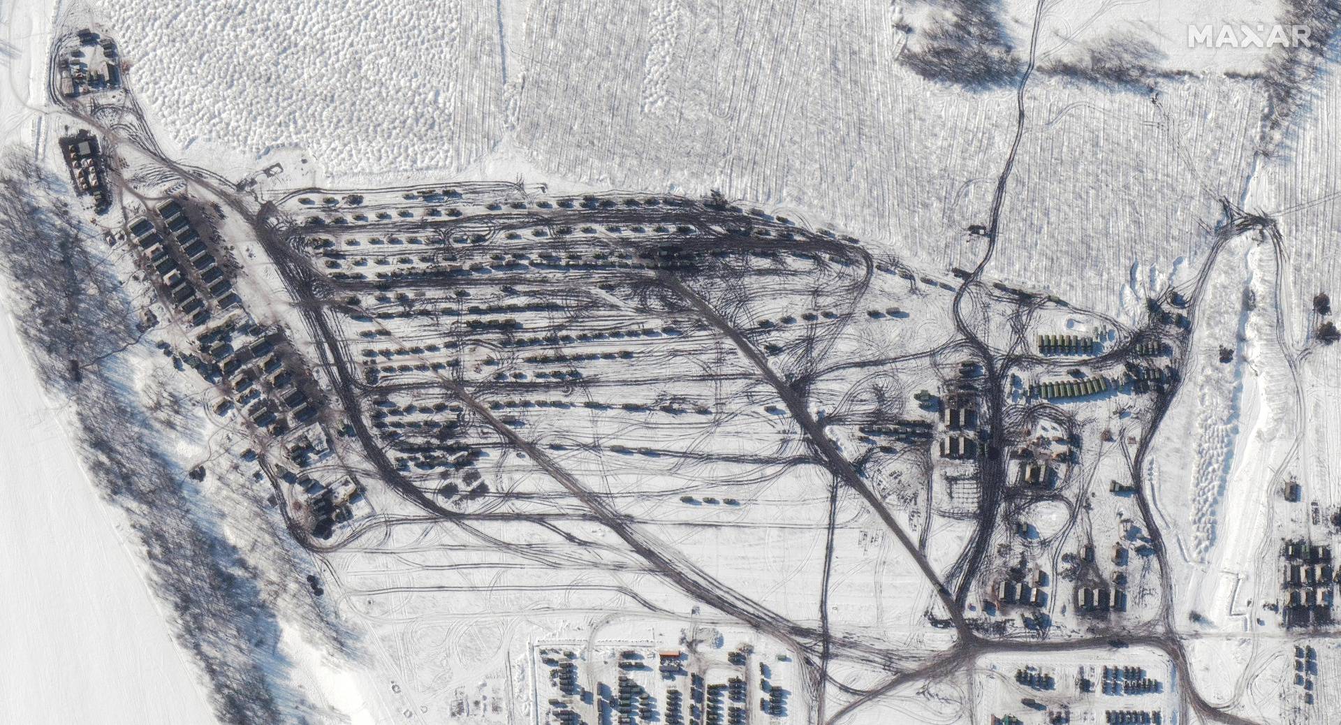 A satellite image shows a closer view of a battle group in formation in Soloti