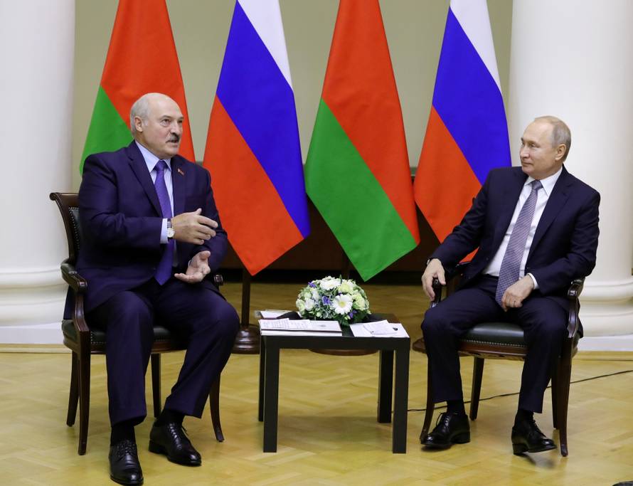 Russia's President Putin meets his Belarusian counterpart Lukashenko in Saint Petersburg