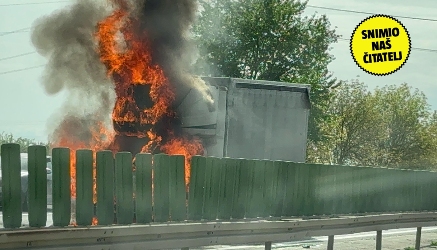 VIDEO Buktinja na zagrebačkoj obilaznici: Zapalio se kamion, nastala je kilometarska gužva!