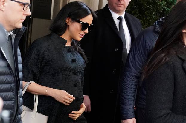 Meghan Markle, Duchess of Sussex, exits a hotel in the Manhattan borough of New York City