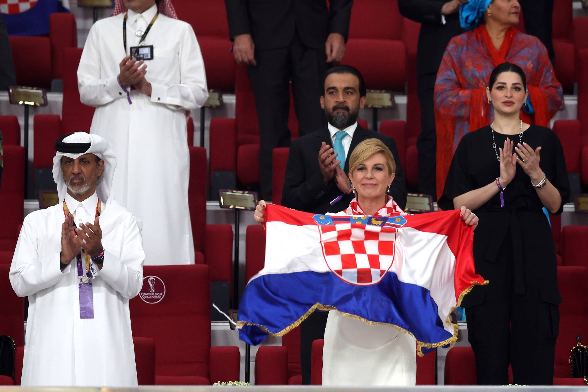 KATAR 2022 - Kolinda Grabar Kitarović na stadionu prati utakmicu Hrvatske i Maroka