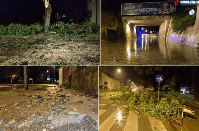 FOTO Kaos u Koprivnici: Snažna oluja poharala grad, poplavili podvožnjaci, vjetar rušio stabla