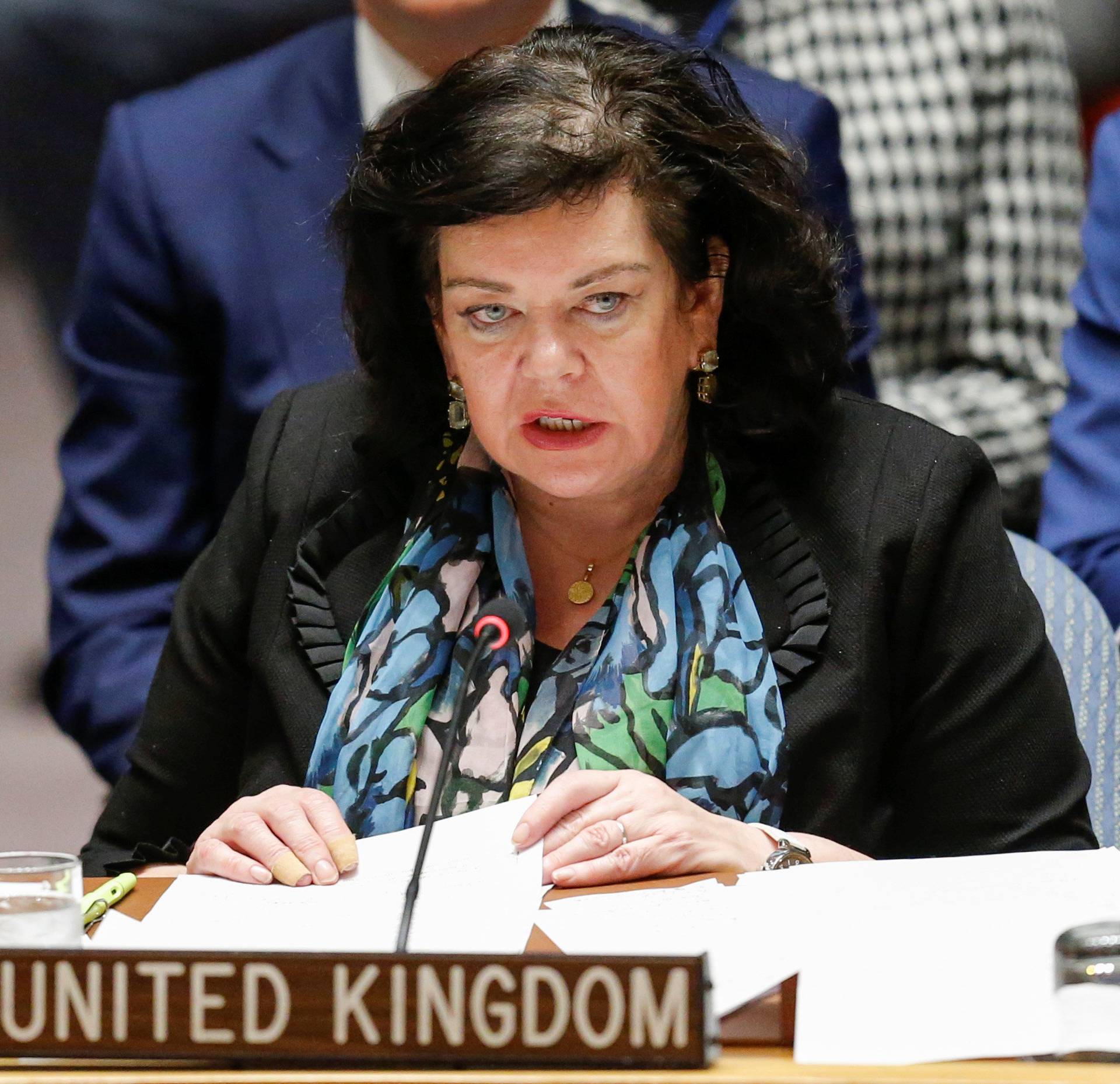 Pierce, UK Ambassador to the United Nations speaks during the emergency United Nations Security Council meeting on Syria at the U.N. headquarters in New York