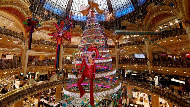 Galeries Lafayette lights up for Christmas season in Paris