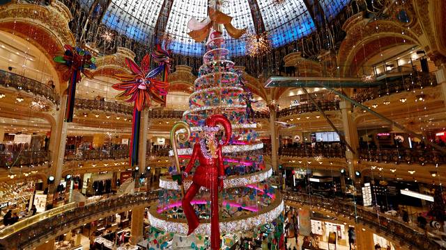 Galeries Lafayette lights up for Christmas season in Paris