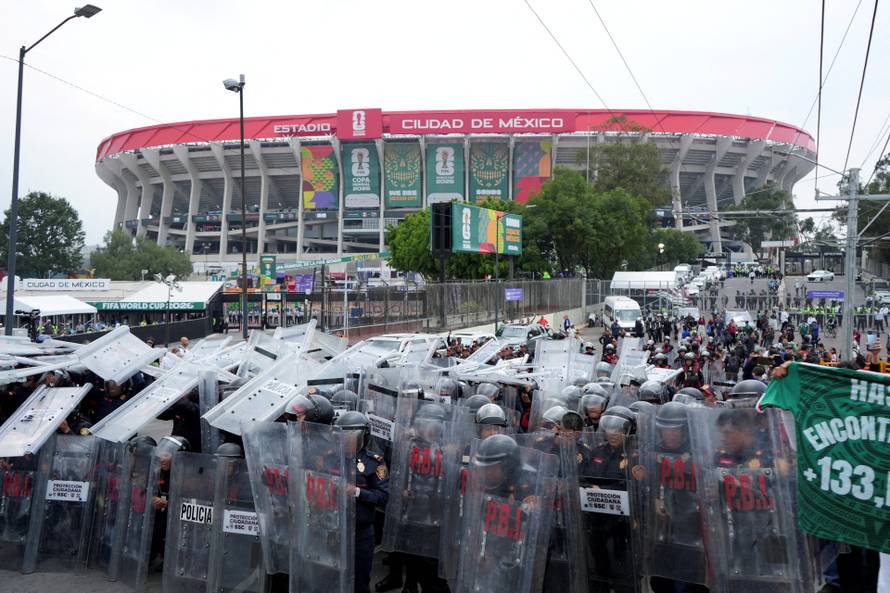 Protest march ahead of the opening match of the 2026 FIFA World Cup, in Mexico City