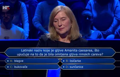 Željka je u 'Milijunašu' odustala na 13. pitanju i osvojila 18.000 eura. Znate li vi točan odgovor?
