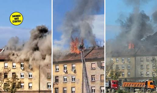 FOTO Drama u Zagrebu: Gorjela zgrada, ozlijeđen je vatrogasac! Crepovi padali po automobilima