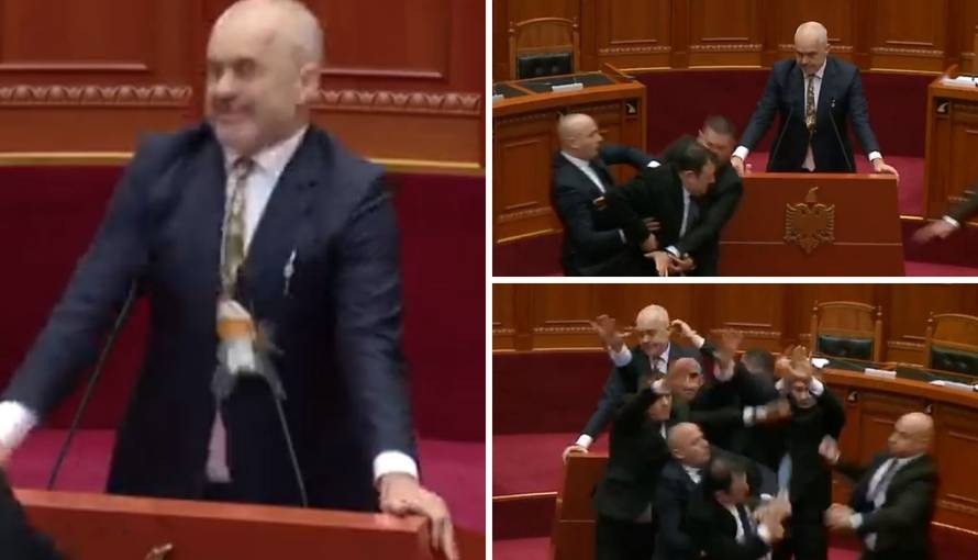 Premijera gađao jajima: Pravi kaos u albanskom parlamentu!