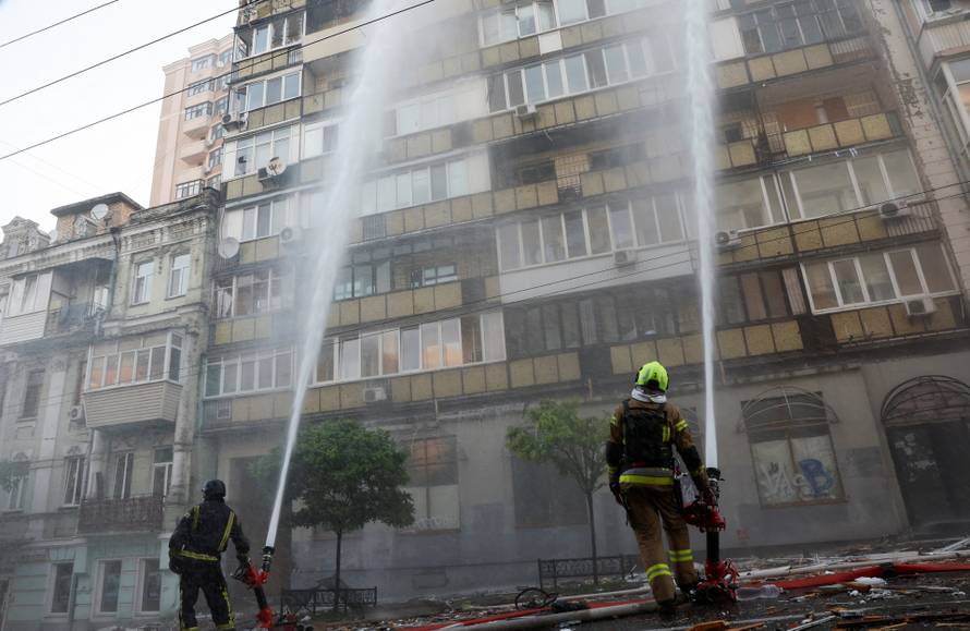 Aftermath of a Russian drone and missile attack in Kyiv