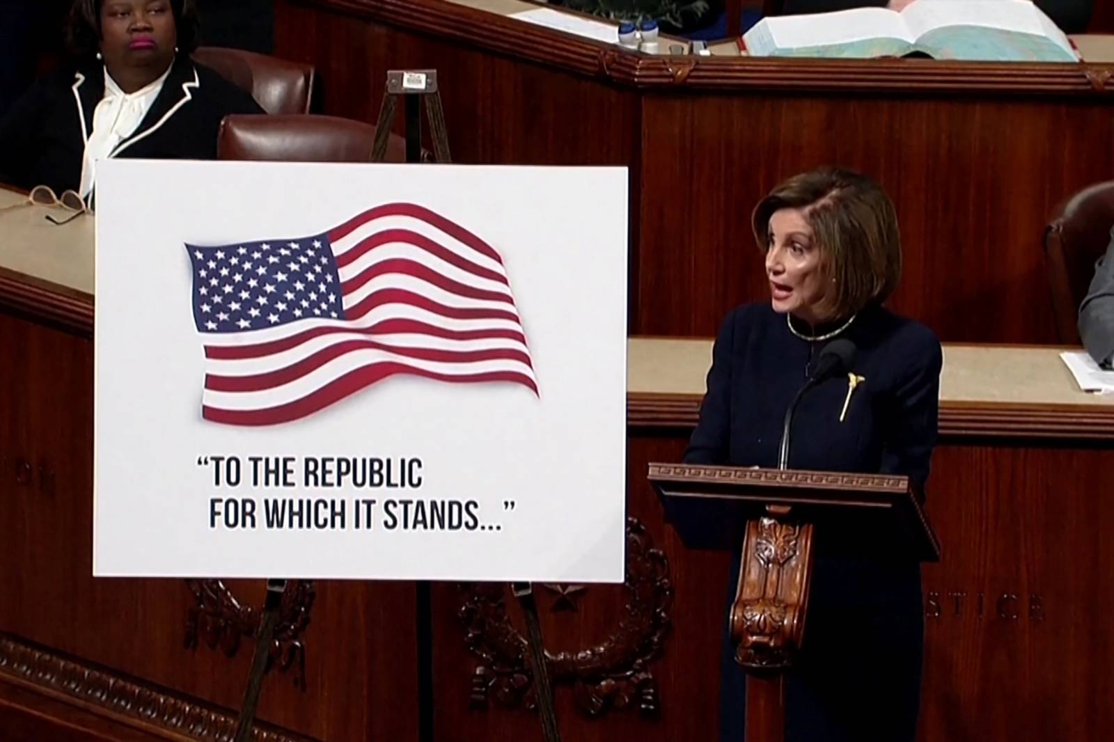 House Speaker Nancy Pelosi speaks ahead of a vote on impeachment against President Trump on Capitol Hill