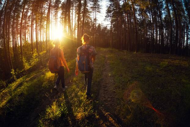 Two Ladies Walking on a Path
