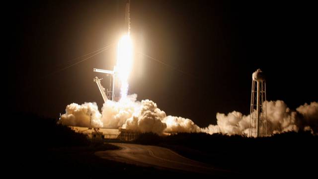FILE PHOTO: A SpaceX Falcon 9 with the Crew Dragon capsule lifts off from Pad 39A on the Inspiration 4 civilian crew mission at the Kennedy Space Center