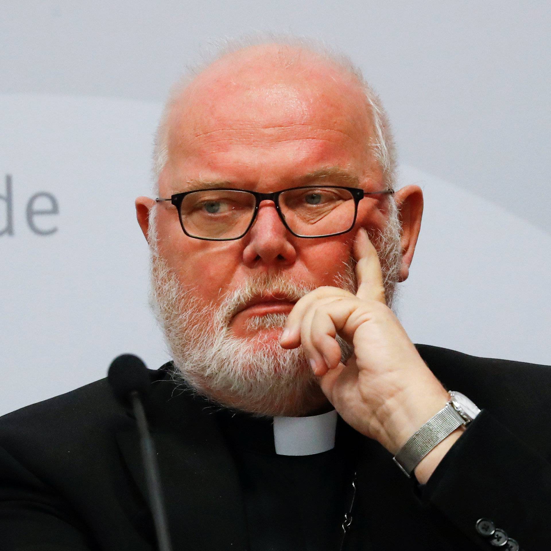 Cardinal Reinhard Marx, chairman of German Bishops's Conference attends a press conference in Fulda