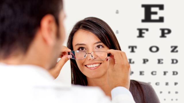 Woman,Wearing,Glasses,After,Taking,A,Vision,Test,At,The