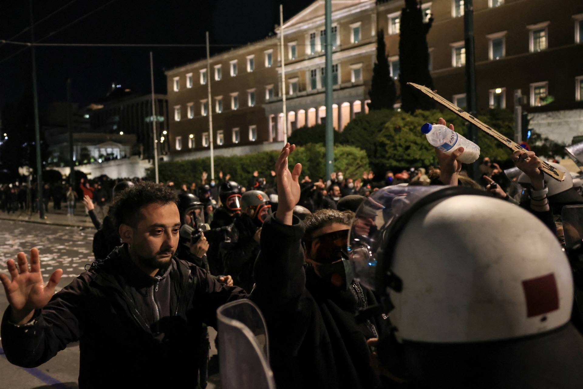 Protest outside parliament as Greek political leaders discuss 2023 deadly train crash