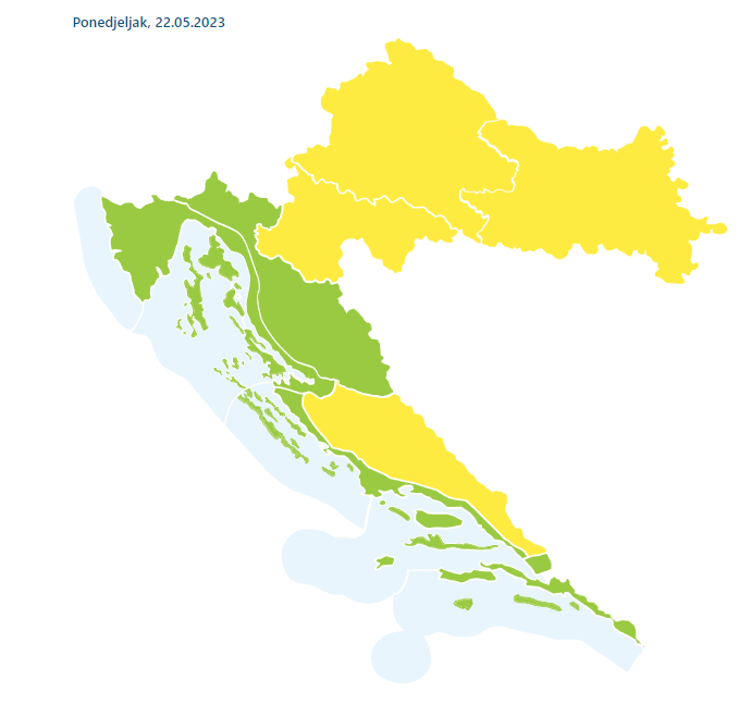 Temperature će u utorak ići i do 28 °C, a od sredine tjedna opet nestabilno uz grmljavinu i kišu