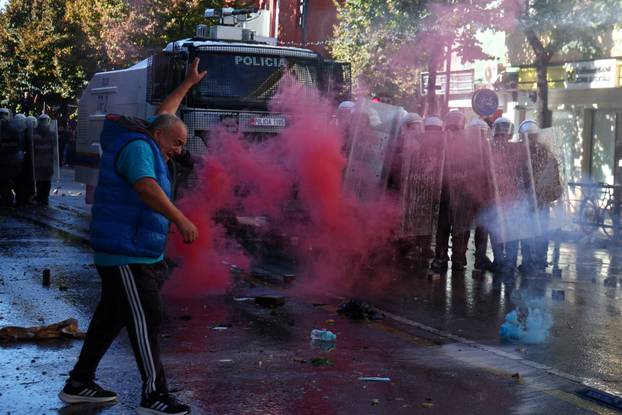 Albanian students hold anti-government protest