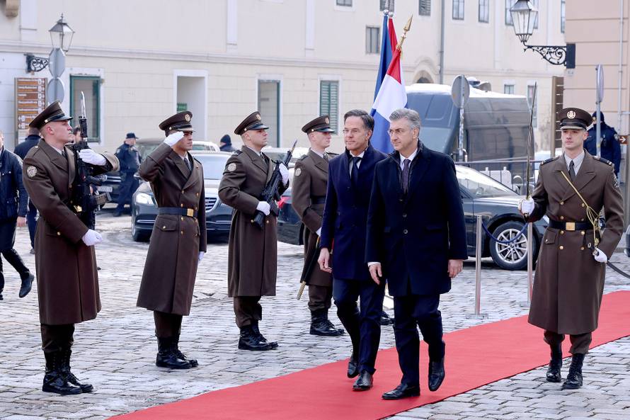 Zagreb: Plenković u Banskim dvorima primio glavnog tajnika NATO-a Marka Ruttea