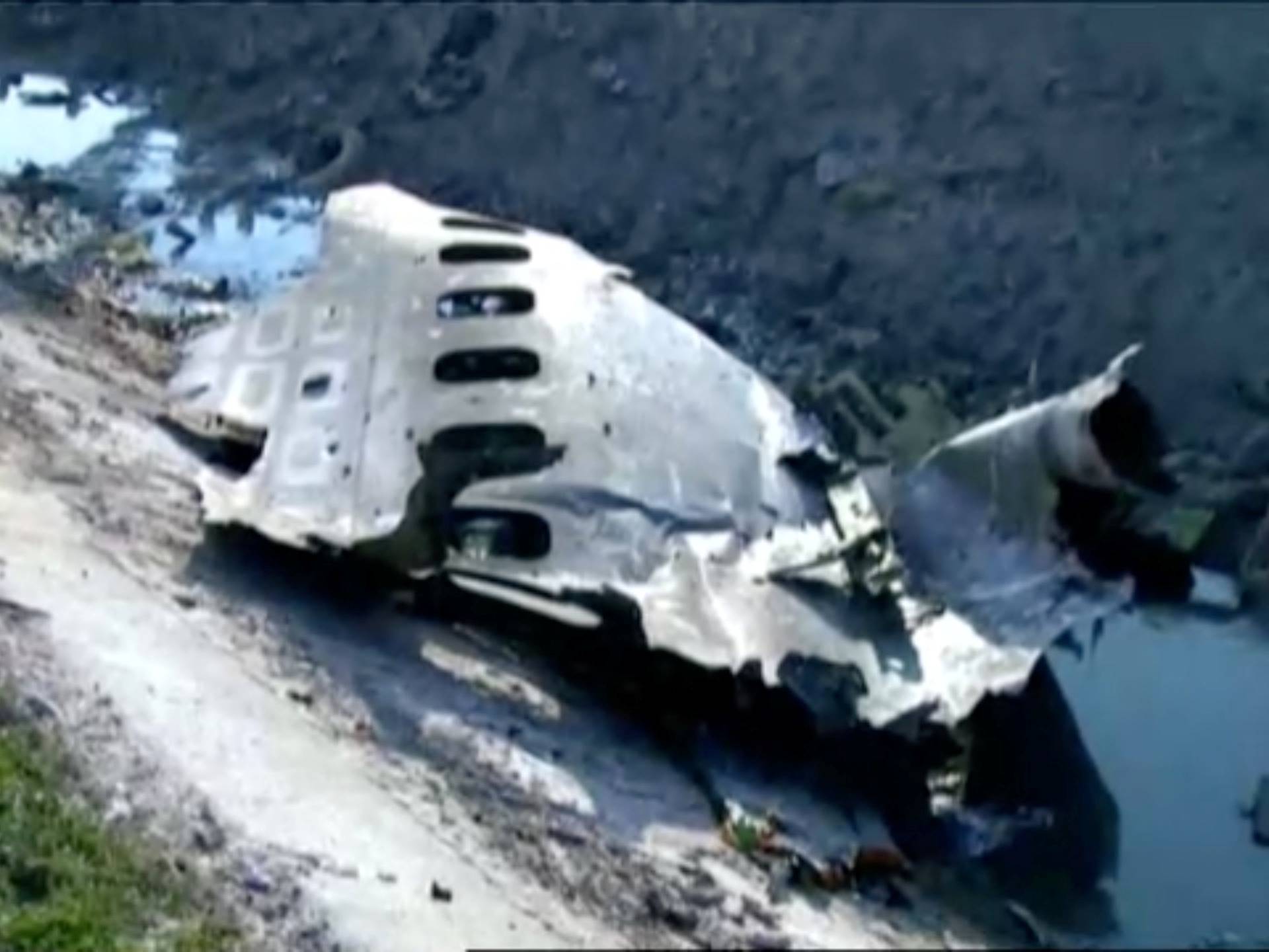 Part of the wreckage from Ukraine International Airlines flight PS752, a Boeing 737-800 plane that crashed after taking off from Tehran's Imam Khomeini airport