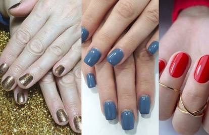 Hit boje lakova za nokte u zimi: Sivo-plava, zlatne šljokice, metalik, crvena i boja kamena