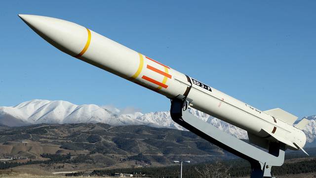 FILE PHOTO: An Iranian missile is displayed during an unveiling ceremony in Tehran