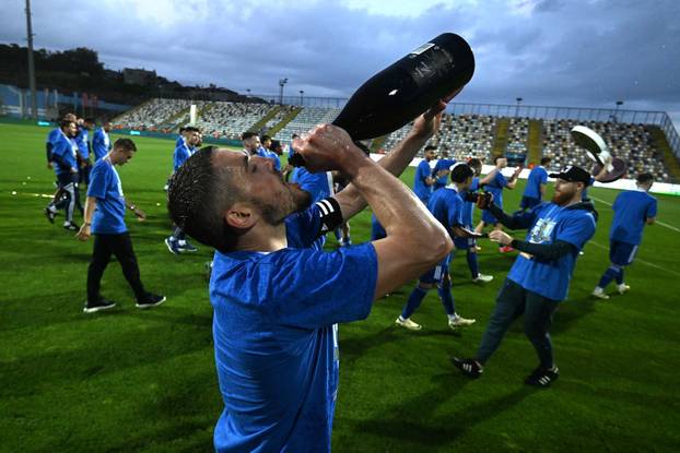 Rijeka: Slavlje Dinama nakon pobjede i osvajanja dvostruke krune