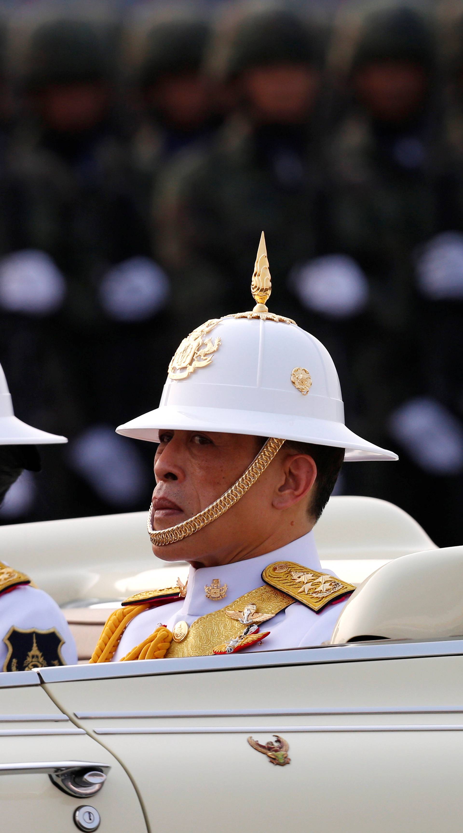 King Maha Vajiralongkorn and Queen Suthida attend the annual Military Parade to celebrate the Coronation of King Rama X at the Royal Thai Army Cavalry Center in Saraburi province