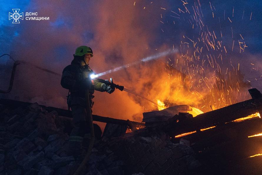 Aftermath of a Russian drone attack in Sumy region
