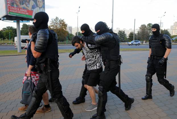 Belarusian opposition supporters protest against presidential election results in Minsk