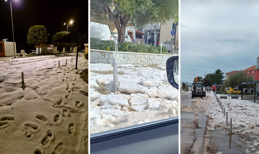 VIDEO Veliko nevrijeme uz tuču zabijelilo Dalmaciju: 'Ogromne količine leda su počele padati'