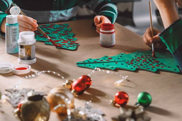 Little,Kids,Making,Christmas,Decorations