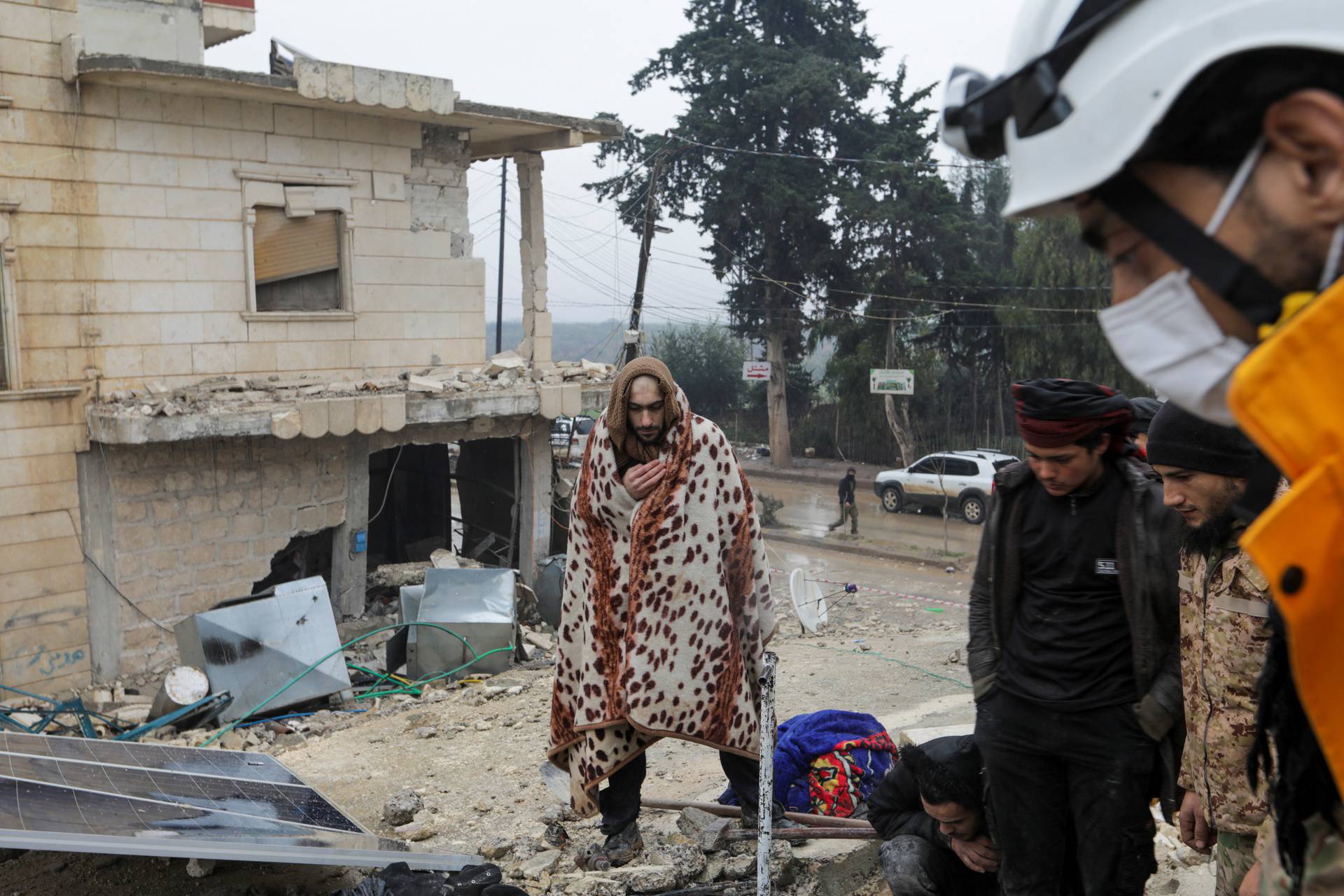 Aftermath of an earthquake, in rebel-held town of Jandaris