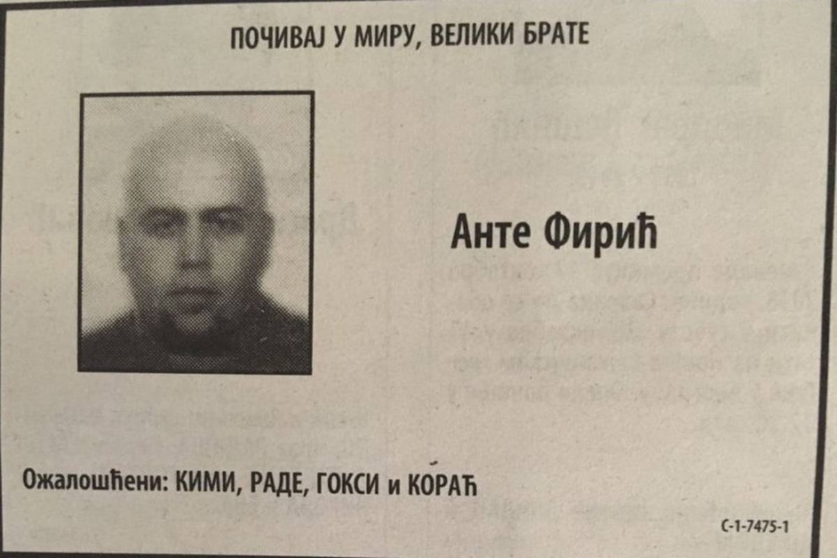 U Srbiji objavili 'čitulju' Firiću: U potpisu je i vođa 'Grobara'?